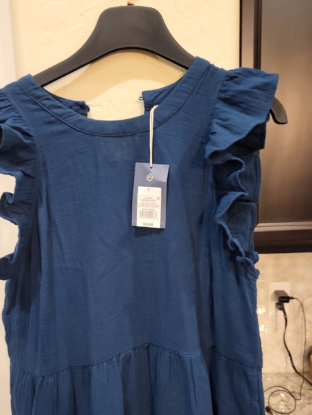 NWT Universal Thread Teal Blue Cotton Gauze Dress Sz Large
